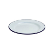 Enamel Wide Rim Plate White & Blue 20cm