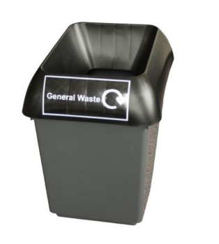 General Waste 30Ltr Bin With Black Lid and Logo General Waste 30Ltr Bin With Black Lid and Logo